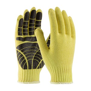 PIP 08-K300PS Kut Gard Seamless Knit Kevlar Glove with PVC Tiger Paw Grip - Medium Weight 