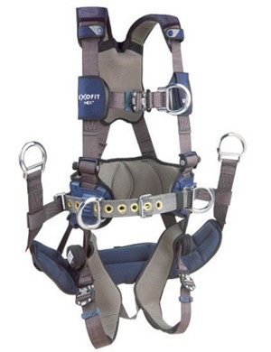 DBI/SALA Large ExoFit NEX Full Body/Vest Style Harness With Tech-Lite Aluminum Back And Front D-Ring, Duo-Lok Quick Connect Leg And Chest Strap Buckle, Belt With Pad, Torso Adjuster, Back And Leg Comfort Padding, Seat Sling With Suspension D-Ring 
