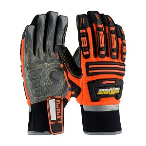 PIP 120-5300 Maximum Safety Roustabout II Synthetic Leather Palm w/ Silicone Grip and Fabric Back - TPR Impact Protection 