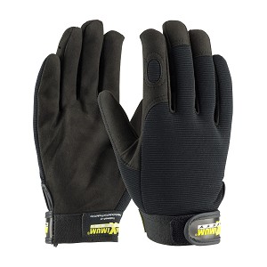 PIP 120-MX2805 Maximum Safety Professional Mechanic's Glove with Synthetic Leather Palm and Fabric Back - Black 