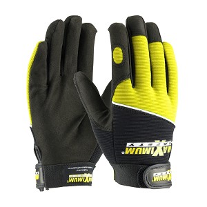 PIP 120-MX2820 Maximum Safety Professional Mechanic's Glove with Synthetic Leather Palm and Fabric Back - Yellow 