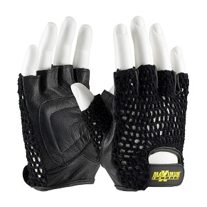 PIP 122-AV14 Maximum Safety Leather Palm Lifting Gloves with Reinforced Padded Palm Insert - Cotton Mesh Back 