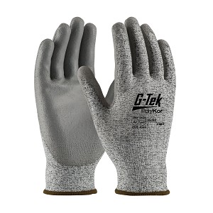 PIP 16-150 G-Tek PolyKor Seamless Knit PolyKor Blended Glove with Polyurethane Coated Flat Grip on Palm & Fingers 