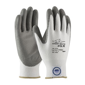 PIP 19-D322 Great White 3GX Seamless Knit Dyneema Diamond Blended Glove with Polyurethane Coated Flat Grip on Palm & Fingers 