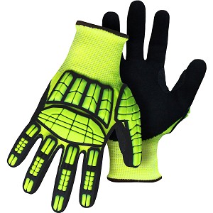 PIP 1CF7007NTPR  G-Tek Seamless Knit HPPE Blended Glove with Impact Protection and Sandy Nitrile Coated Palm & Fingers 