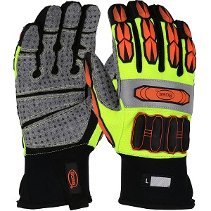 PIP 1JM600 Boss Synthetic Leather Palm with PVC Dots and Foam Padded Fabric Back - TRP Impact Protection 