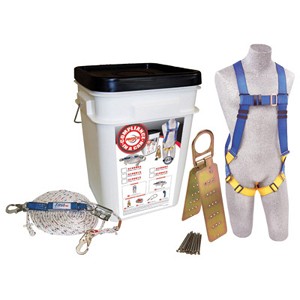 DBI/SALA Medium Protecta PRO Compliance-In-A-Can Roofer's Fall Protection Kit (Includes 1191995 First Harness, 1340005 Rope Adjuster With Lanyard, AJ730A Reusable Roof Anchor, 1204001 50' Lifeline And Bucket) 