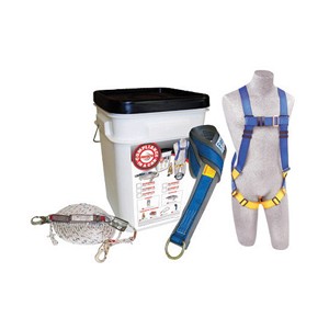 DBI/SALA Protecta Compliance-In-A-Can Roofer's Fall Protection Kit (Includes 1191995 First Harness, 1340005 Rope Adjuster With Lanyard, AJ47410 Web 6' Tie-Off Adapter, 1204001 50' Lifeline And Bucket) 