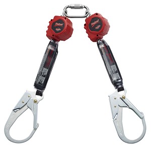 DBI/SALA 6' Protecta Rebel Twin Leg Self Retracting Polyester Web Lifeline With Steel Rebar Hooks And Quick Connector For Harness Mounting 