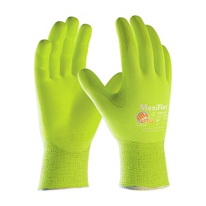 PIP 34-874FY MaxiFlex Ultimate Hi-Vis Seamless Knit Nylon / Elastane Glove with Nitrile Coated MicroFoam Grip on Palm & Fingers 