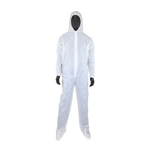 PIP 3409 PE Laminate Coverall with Elastic Wrist & Ankle with Attached Hood & Boot 