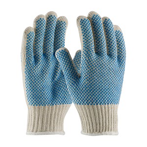 PIP 37-C512PDD-BL Seamless Knit Cotton / Polyester Glove with Double-Sided PVC Dense Dot Grip - 7 Gauge 