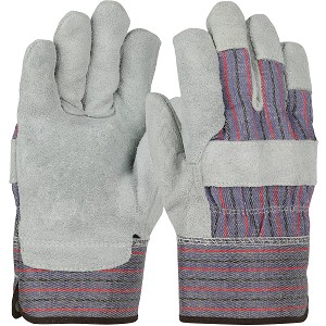 PIP 558 Standard Grade Split Cowhide Leather Palm Glove with Fabric Back - Rubberized Safety Cuff 