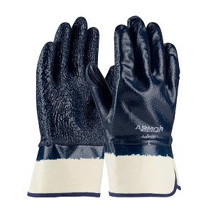 PIP 56-3147 ArmorGrip Nitrile Dipped Glove with Terry Cloth Liner and Rough Textured Grip on Full Hand - Safety Cuff 