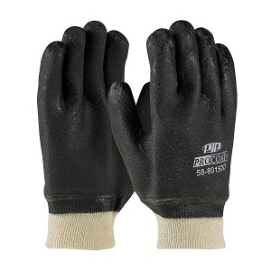 PIP 58-8015DD ProCoat PVC Dipped Glove with Jersey Liner and Rough Acid Finish - Knitwrist 