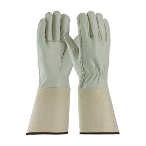 PIP 68-101G Superior Grade Top Grain Cowhide Leather Drivers Glove with Plasticized Gauntlet Cuff - Straight Thumb 