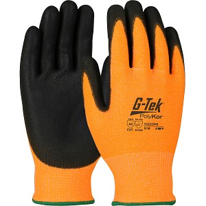 PIP 703COPB Hi-Vis Seamless Knit HPPE Blended Glove with Polyurethane Coated Palm & Fingers 