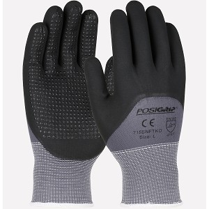 PIP 715SNFTKD PosiGrip Seamless Knit Nylon Glove with Nitrile Coated Foam Grip on Palm, Fingers & Knuckles - Micro Dot Palm 