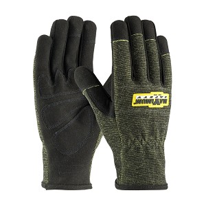PIP 73-1703 Maximum Safety FR Treated Utility Glove with Synthetic Leather Palm and Kevlar Lining - Extended Slip-On Cuff 