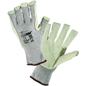 PIP 730TGLP PosiGrip Seamless Knit HPPE Blended Glove with Split Cowhide Leather Palm and Kevlar Stitching - Knit Wrist 