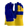 PIP 78-7863B Split Cowhide Leather Palm Glove with Fabric Back and Fleece Pile Lining - Rubberized Safety Cuff 