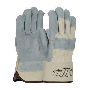 PIP 80-8889 Heavy Premium Split Cowhide Leather Palm Glove with Fabric Back and Kevlar Stitching - Plasticized Safety Cuff 
