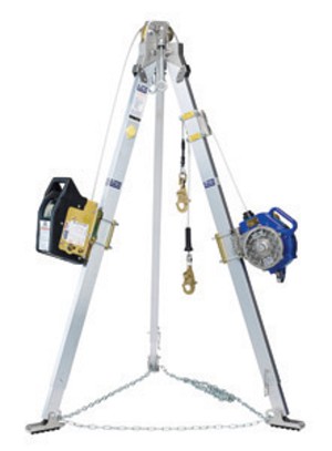DBI/SALA 7' Advanced Salalift II Winch Sealed-Blok 3-Way SRL Aluminum Tripod With 60' Stainless Steel Wire Rope, Mounting Bracket, Carrying Case, And Leg Mount Pulley 