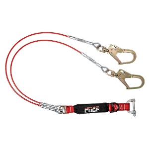 Falltech 8354LEYC2D 6' Leading Edge Cable Energy Absorbing Lanyard, Double-leg with Rebar Connectors 