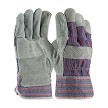 PIP 85-7500P Economy Grade Split Cowhide Leather Patch Palm Glove with Fabric Back - Starched Safety Cuff 