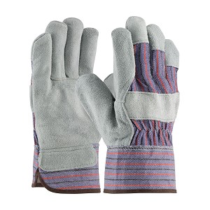 PIP 85-7500SC Economy Grade Split Cowhide Leather Palm Glove with Fabric Back - Starched Safety Cuff 