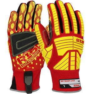 PIP 87015 R15 Synthetic Leather Double Palm with PVC Palm and Fabric Back - TPR Impact Protection 