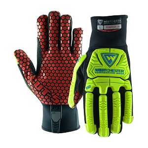 PIP 87030 R2 RigCat Synthetic Leather Palm with Silicone Grip and Fabric Back - TPR Impact Protection 
