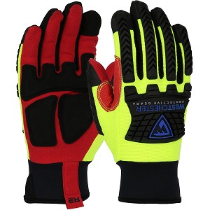 PIP 87830 R2 Safety Rigger Synthetic Leather with Padded Palm and Fabric Back - TPR Impact Protection 