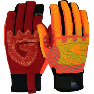 PIP 87850  R2 Safety Rigger Synthetic Leather Reinforced Palm with Fabric Back - TPR Impact Protection 