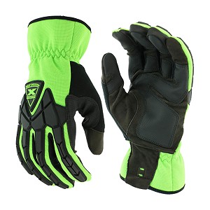 PIP 89305  Extreme Work Strike ProteX ToughX Suede Palm with Green Fabric Back and TPR Impact Protection - Slip-On Cuff 