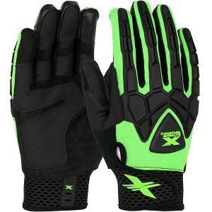 PIP 89306 Extreme Work Strike ProteX ToughX Suede Palm with Hi-Vis Green Fabric Back and TPR Impact Protection - XLock Cuff 