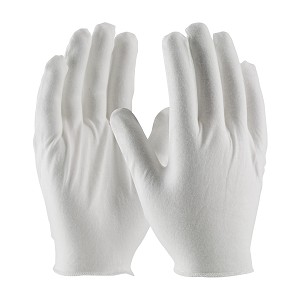 PIP 97-520H CleanTeam Medium Weight Cotton Lisle Inspection Glove with Overcast Hem Cuff - Men's 