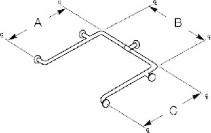 Bradley 8120-060306030 Grab Bar- Concealed- 1-1/2 OD x 30 x 60 x 30 