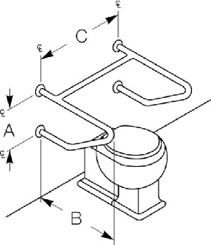Bradley 8120-117000 Grab Bar- Concealed- 1-1/2 OD x 16 x 24 x 24 