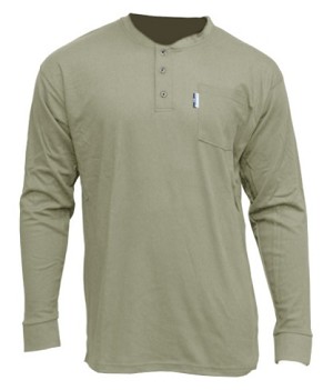  Chicago Protective Apparel 610-FRC-HEN-K Khaki Cotton Henley FR T-Shirt 