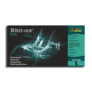Cordova 4096L Disposable, Nitri-Cor Soft, Industrial, Nitrile, Powder Free, 3-mil, Blue 