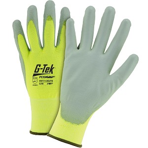 PIP HVY713SUTS PosiGrip Hi-Vis Seamless Knit Polyester Glove with Polyurethane Coated Flat Grip on Palm & Fingers-Touch Screen Compatible 